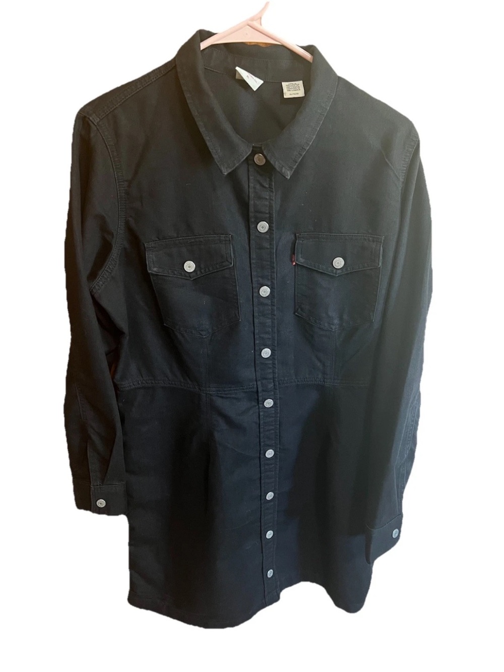 Levi’s Ellie Black Denim Snap-Front Mini Dress Women’s XL NWOT